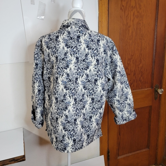 Lemon Grass Womens Tapestry Jacket Dark navy/white Size Large - Picture 6 of 10